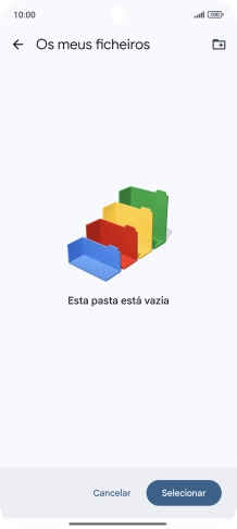 Se quiser criar uma nova pasta, prima o ícone de nova pasta e siga as indicações no ecrã para criar uma nova pasta.