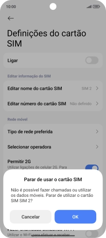 Se desativar a utilização do plano, deve premir OK.