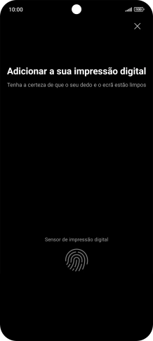 Siga as indicações no ecrã para definir a impressão digital como código de bloqueio.