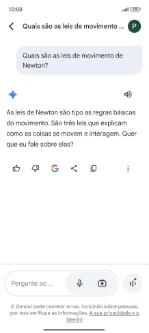 A transcrição da conversa com a Gemini Live é agora mostrada no ecrã.