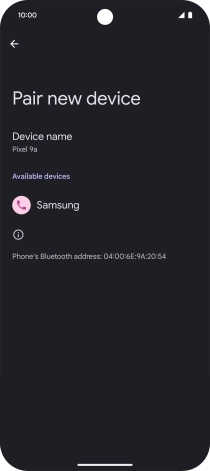 Press the required Bluetooth device and follow the instructions on the screen to pair the device with your phone.