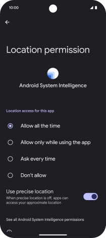 Press the required setting.