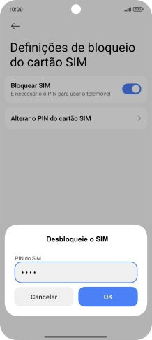 Introduza o seu código PIN e prima OK.