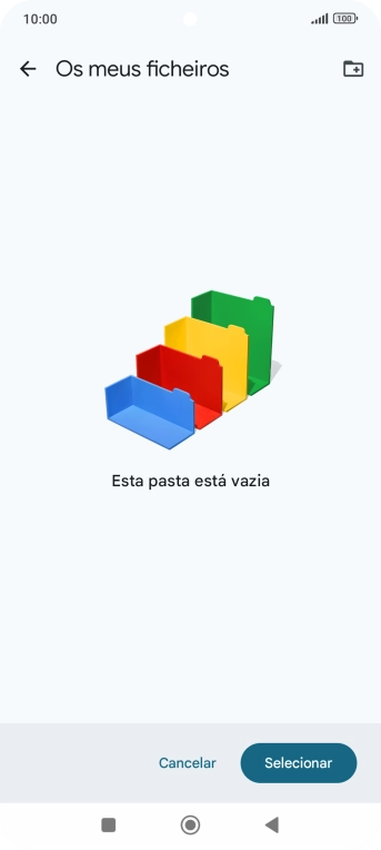 Se quiser criar uma nova pasta, prima o ícone de nova pasta e siga as indicações no ecrã para criar uma nova pasta.