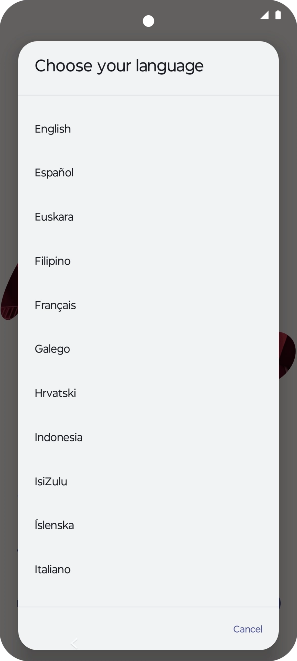 Press the required language.