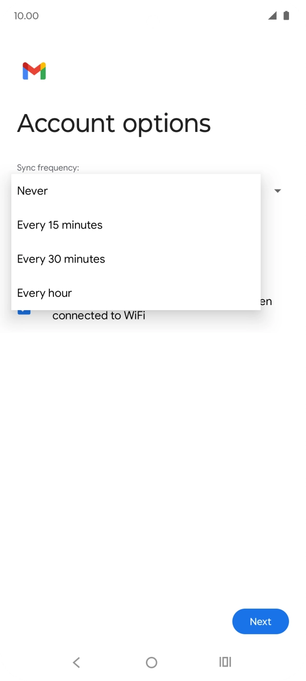 Press the required setting.