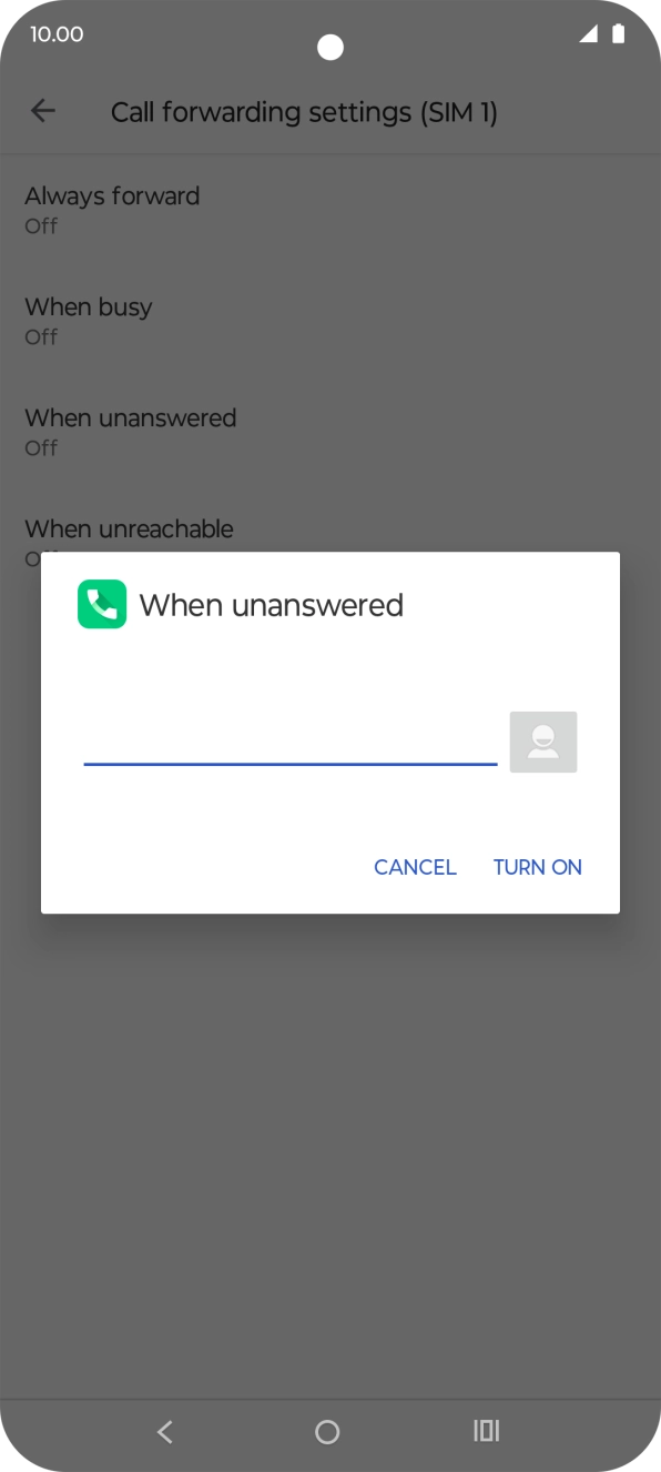 Key in +61101 and press TURN ON.
