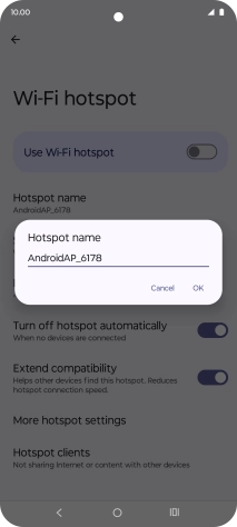 Key in the required Wi-Fi hotspot name and press OK.