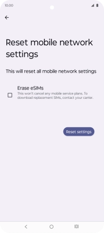 Press Reset settings. Press Reset settings.