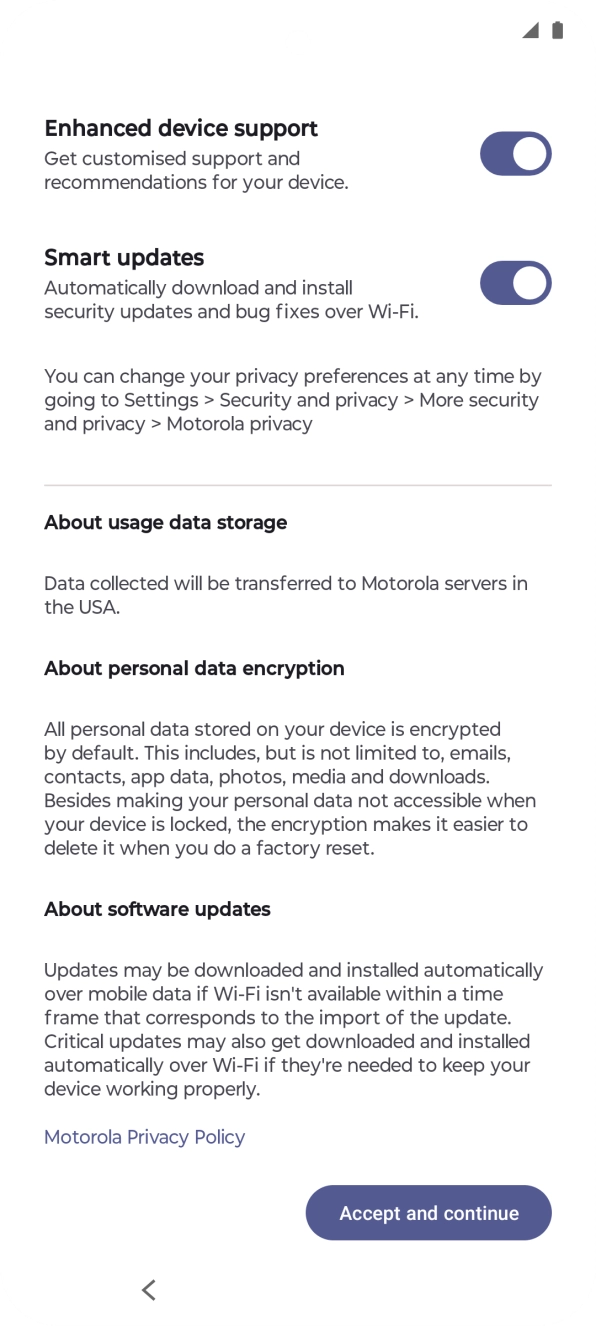Press the indicators next to the required settings to select them.