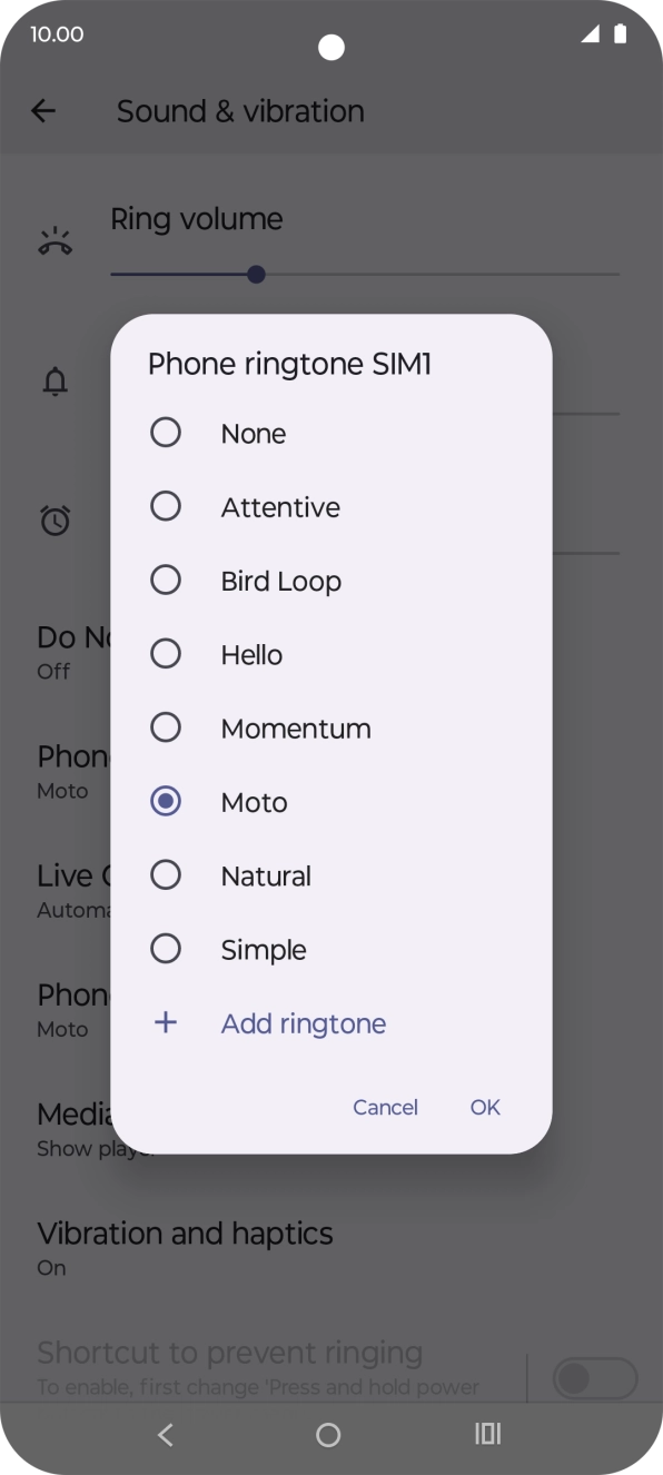 Press the different ring tones to hear them.