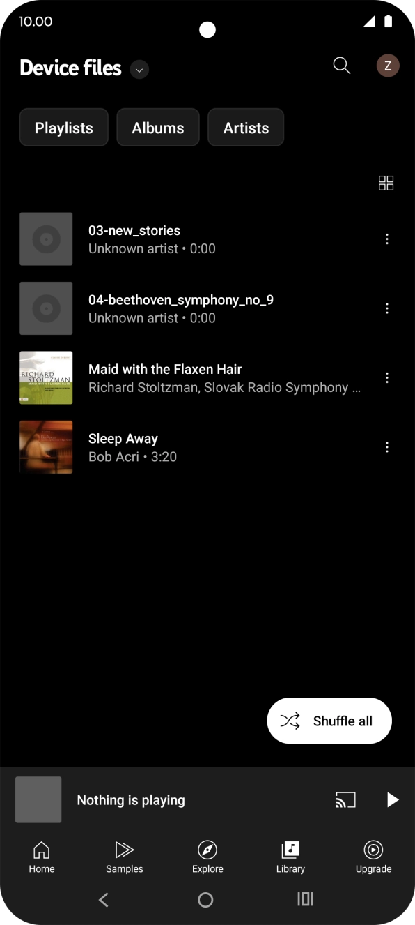 Press the required audio file.