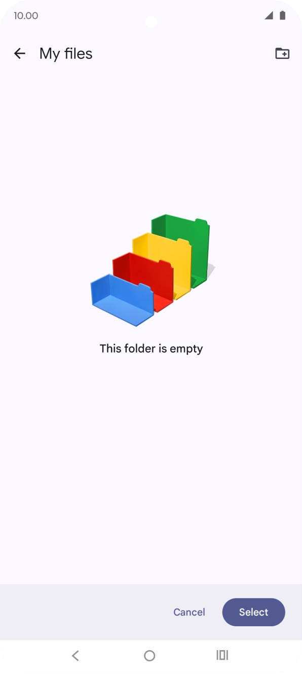 To create a new folder, press the new folder icon and follow the instructions on the screen to create a new folder.