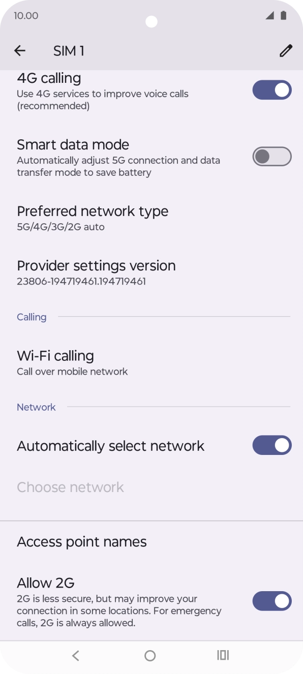 Press Access point names.