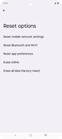 Press Erase all data (factory reset).
