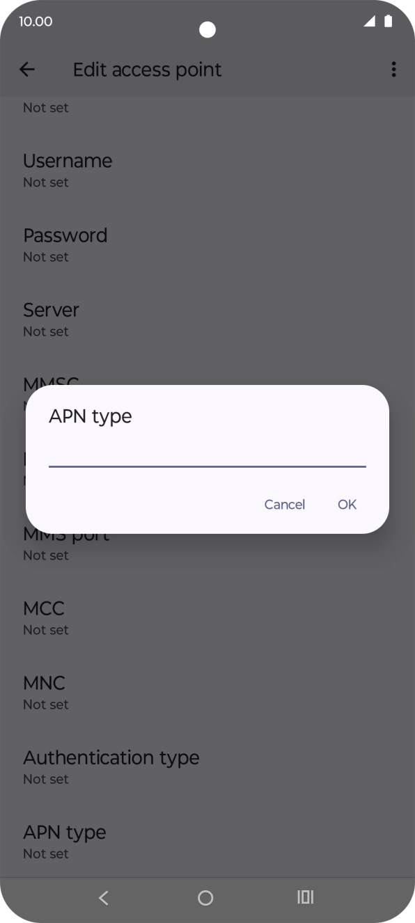Key in default and press OK.