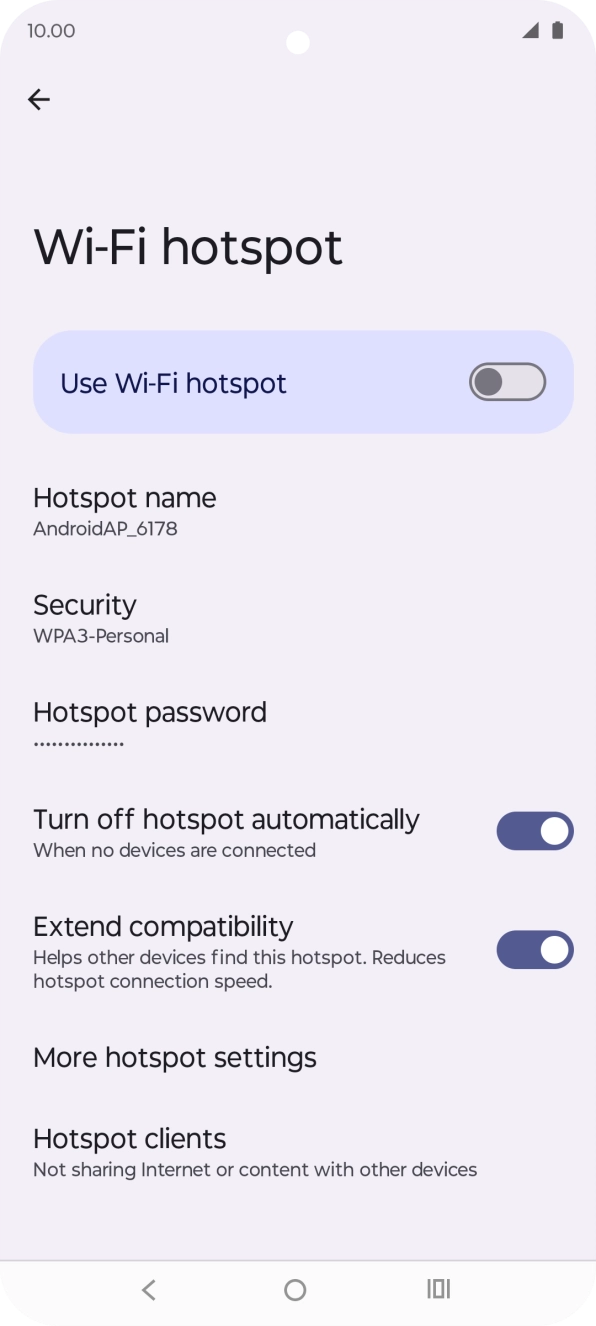 Press Hotspot password.