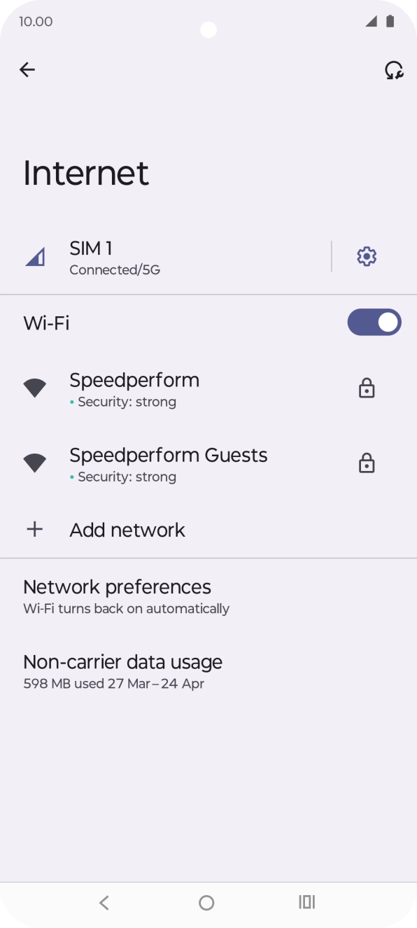 Press the required Wi-Fi network.