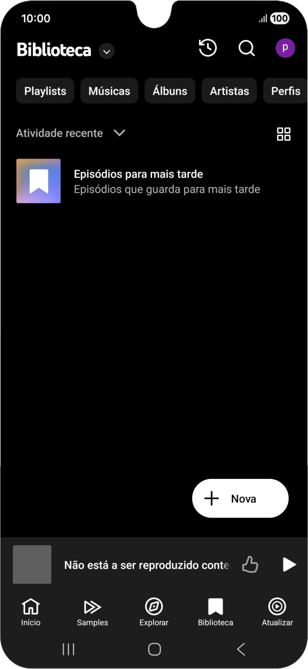 Prima a lista suspensa.