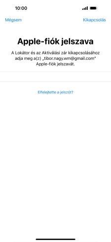 Írd be az Apple ID-dhoz tartózó jelszót, és válaszd a Kikapcsolás lehetőséget. Várj egy kicsit, amíg a telefon visszaállítja a gyári beállításokat. A telefon konfigurálásához és ahhoz, hogy üzemkész állapotba hozd, kövesd a képernyőn megjelenő utasításokat.