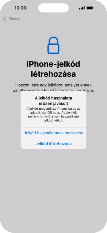 Ha kikapcsolod a funkciót, válaszd a Jelkód használatának mellőzése lehetőséget.
