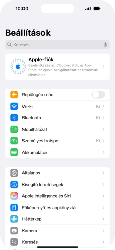 Válaszd az Apple-fiók lehetőséget.