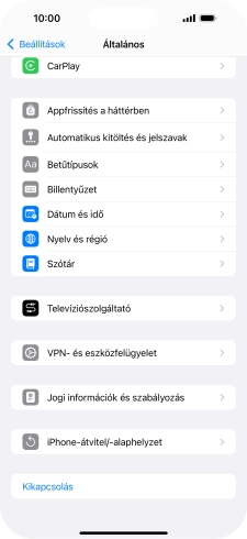 Válaszd az „iPhone-átvitel/-alaphelyzet” lehetőséget.