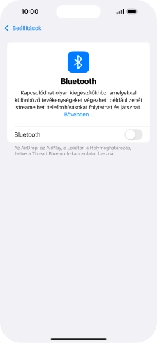Kattints a „Bluetooth” melletti csúszkára a funkció bekapcsolásához.