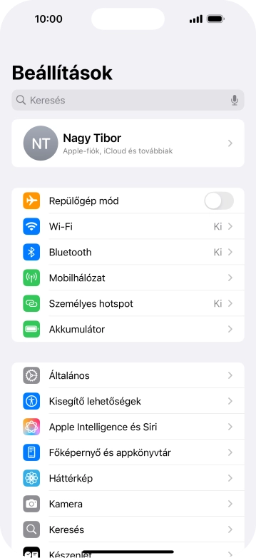 Válaszd a Bluetooth lehetőséget.