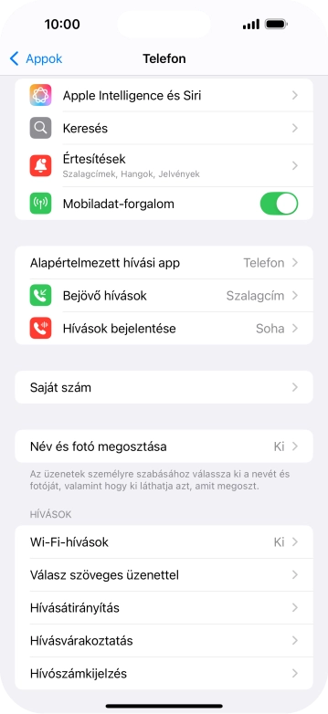 Válaszd a Hívószámkijelzés lehetőséget.