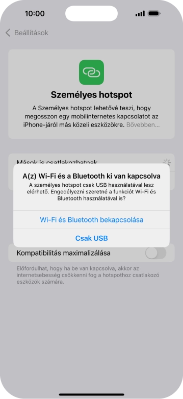 Amennyiben ki van kapcsolva a Wi-Fi, válaszd a Wi-Fi és Bluetooth bekapcsolása lehetőséget.