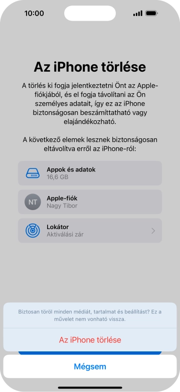 Válaszd Az iPhone törlése lehetőséget.