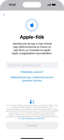 Válaszd az E-mail-cím vagy telefonszám lehetőséget, és írd be a az Apple ID-dhoz tartozó felhasználónevet.