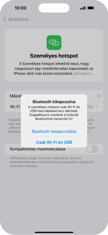 Amennyiben be van kapcsolva a Wi-Fi, válaszd a Csak Wi-Fi és USB lehetőséget.