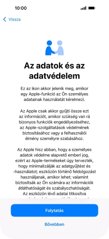 Válaszd a Folytatás lehetőséget.