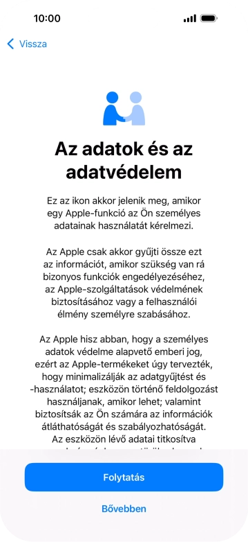Válaszd a Folytatás lehetőséget.