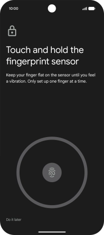 Follow the instructions on the screen to create the lock code using your fingerprint.