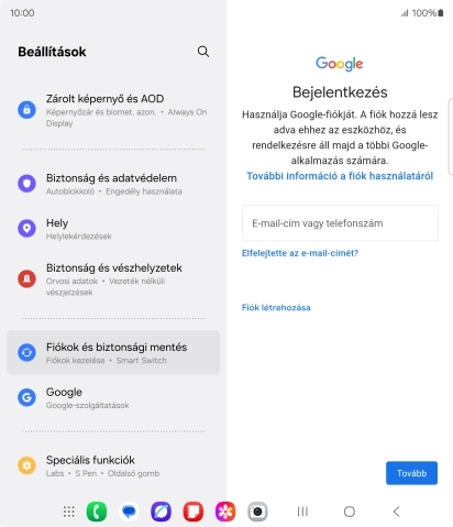 Amennyiben nincs Google-fiókod, válaszd a Fiók létrehozása lehetőséget, és kövesd a képernyőn megjelenő utasításokat egy új fiók létrehozásához.