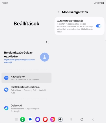 Kattints az „Automatikus választás” melletti csúszkára a funkció kikapcsolásához, és várj, amíg a telefon keresi az elérhető hálózatot.