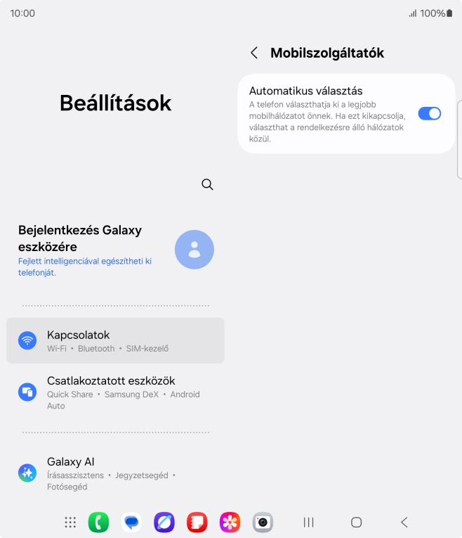 Kattints az „Automatikus választás” melletti csúszkára a funkció kikapcsolásához, és várj, amíg a telefon keresi az elérhető hálózatot.