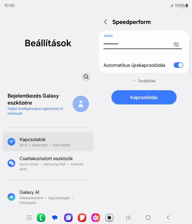 Írd be a Wi-Fi hálózatodhoz tartózó jelszót, és válaszd a Kapcsolódás lehetőséget.