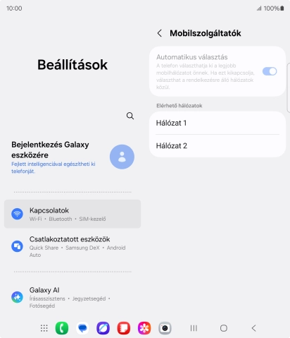 Válaszd ki a kívánt hálózatot.