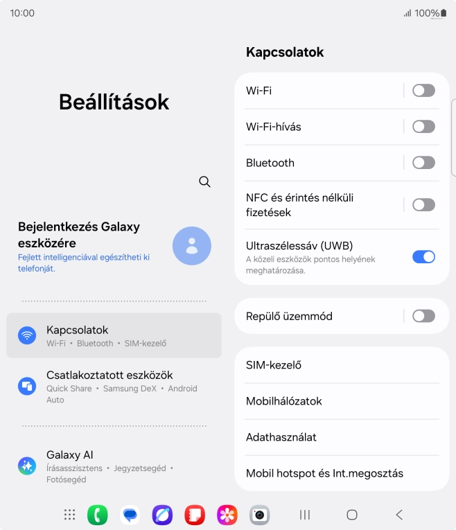 Válaszd a Kapcsolatok lehetőséget.