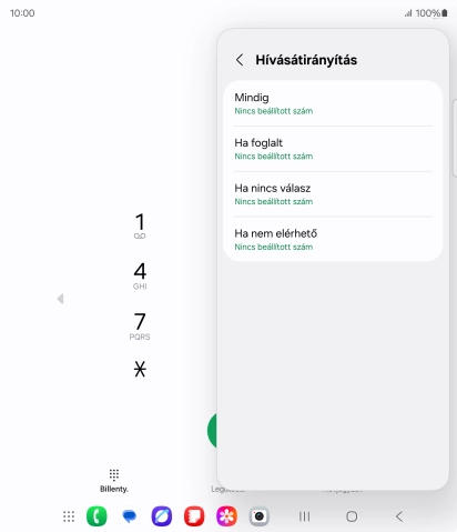 Kattints a kívánt hívásátirányítás-típusra.