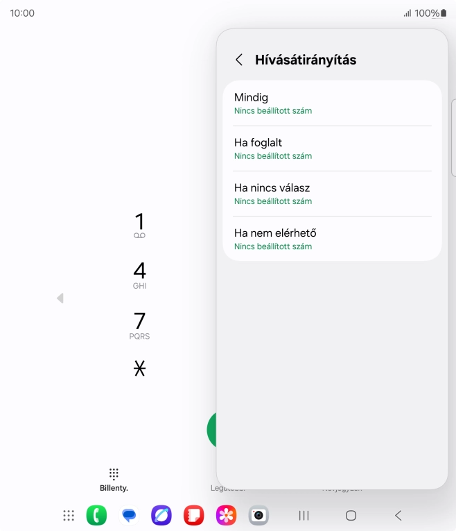 Kattints a kívánt hívásátirányítás-típusra.