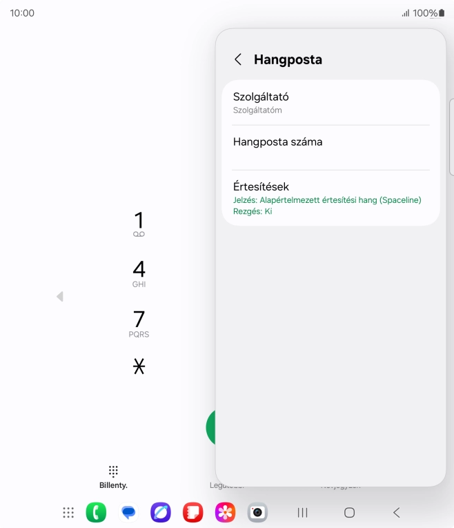 Válaszd a Hangposta száma lehetőséget.