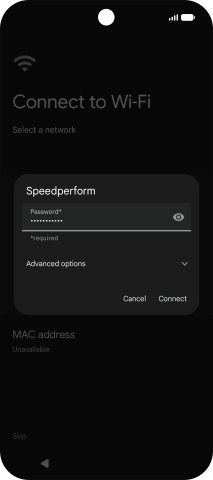 Key in the password for the WiFi network and press Connect.