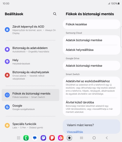 Válaszd a Fiókok kezelése lehetőséget.