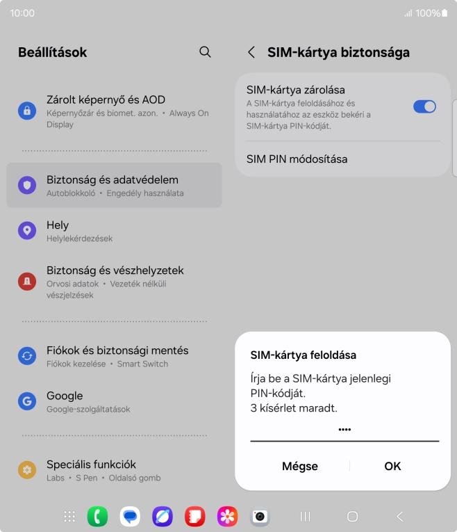 Írd be a PIN-kódot, és válaszd az OK lehetőséget.