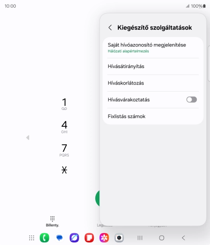 Kattints a „Hívásvárakoztatás” melletti csúszkára a funkció be- vagy kikapcsolásához.